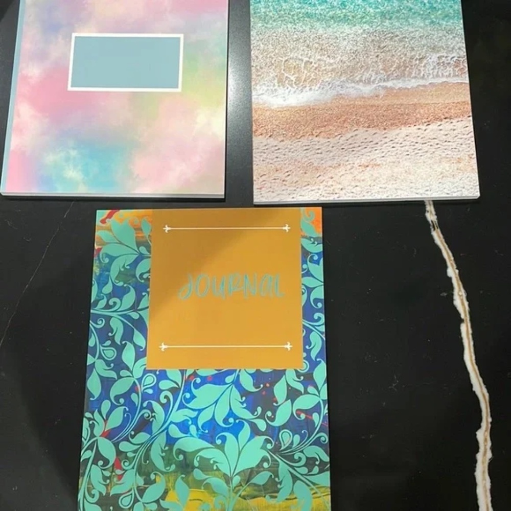 SET: THREE PAPER NOTEBOOKS/ JOURNALS Turquoise journal, ocean & cloud themes​